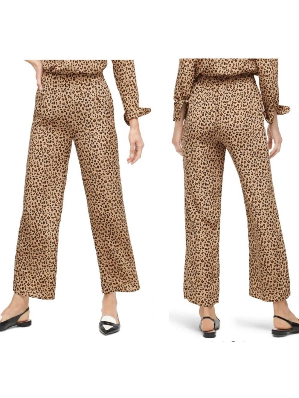 J. Crew Relaxed Silk Pull-On Pants Women’s Sz 14 Leopard Print Lightweight Crop